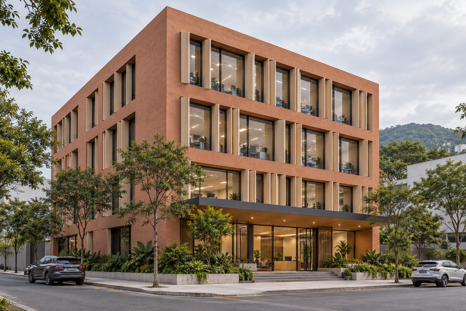 Imagen ilustrativa de un edificio de oficinas contemporáneo